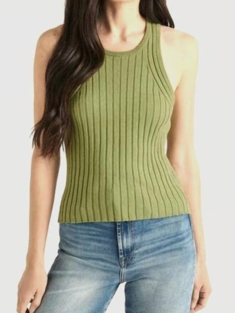 Splendid Lone Sweater Tank in mossy green size medium ribbed cotton tank